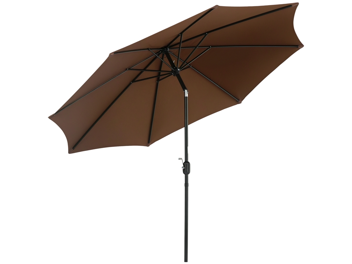 Sombrilla dupla 455x265x238cm, grande, com manivela, proteção solar, café BTFORUS