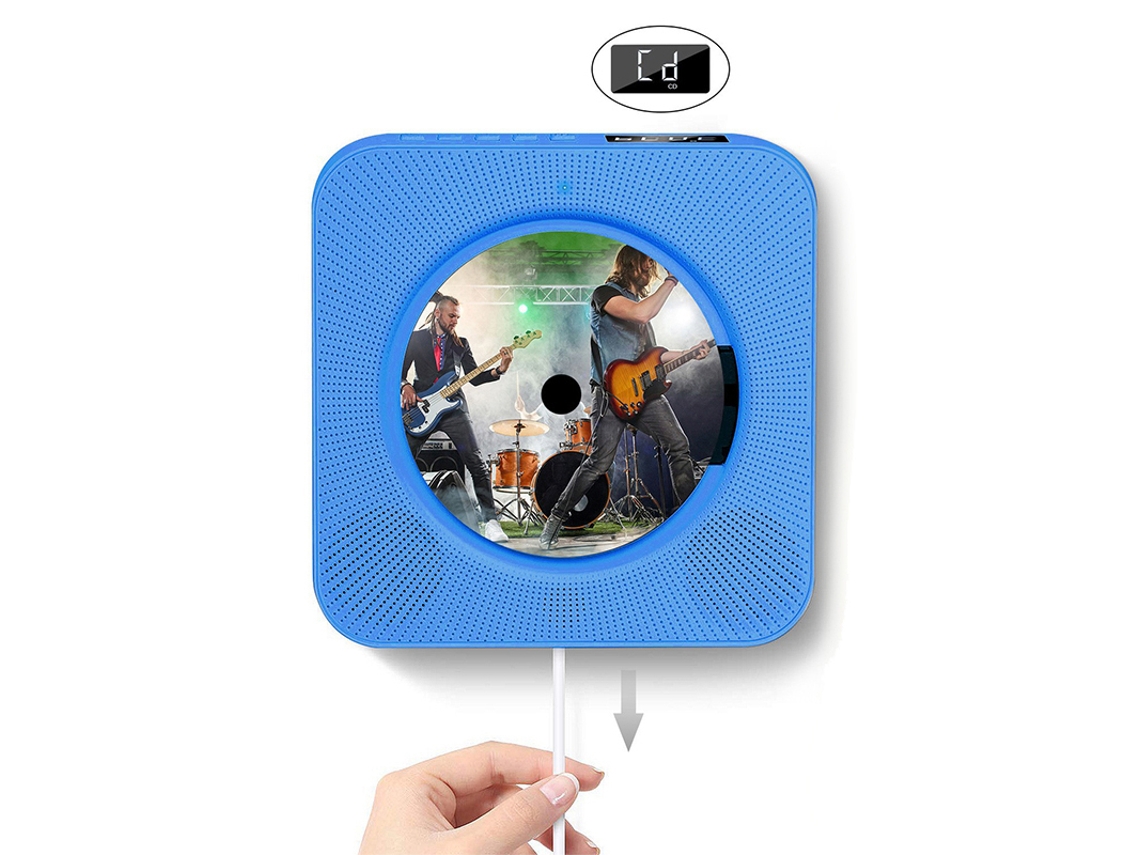 Leitor de CD portátil Bluetooth com design para pendurar azul AQUAFORGE