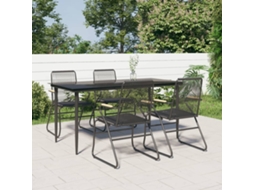 Conjunto Jantar Para Jardim 5 Peças Vime Pvc Preto Dkd Home Decor