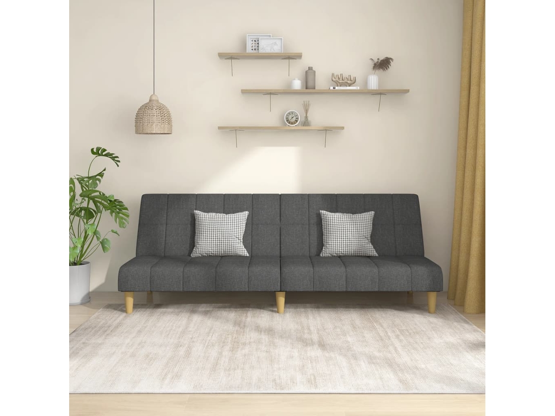 Vidaxl Sofá-cama De 2 Lugares Tecido Cinzento-escuro