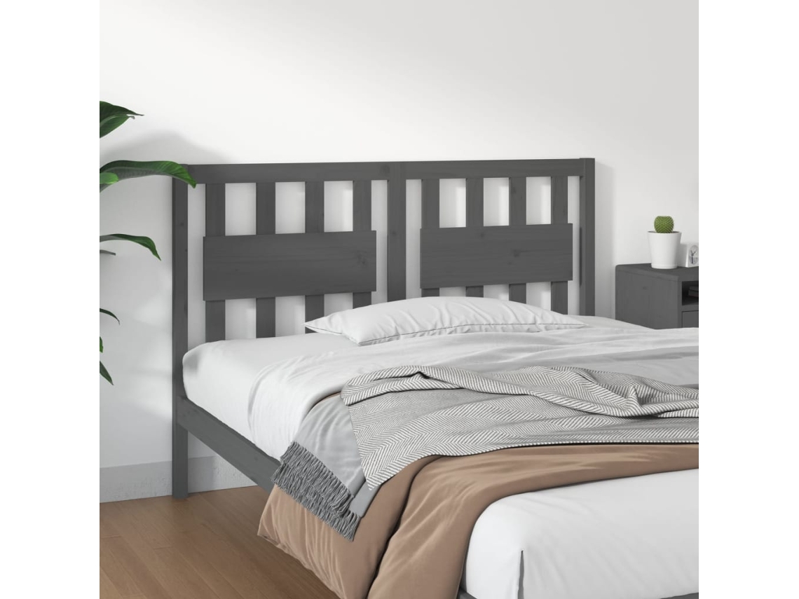Vidaxl Cabeceira De Cama 125,5x4x100 Cm Pinho Maciço Cinzento