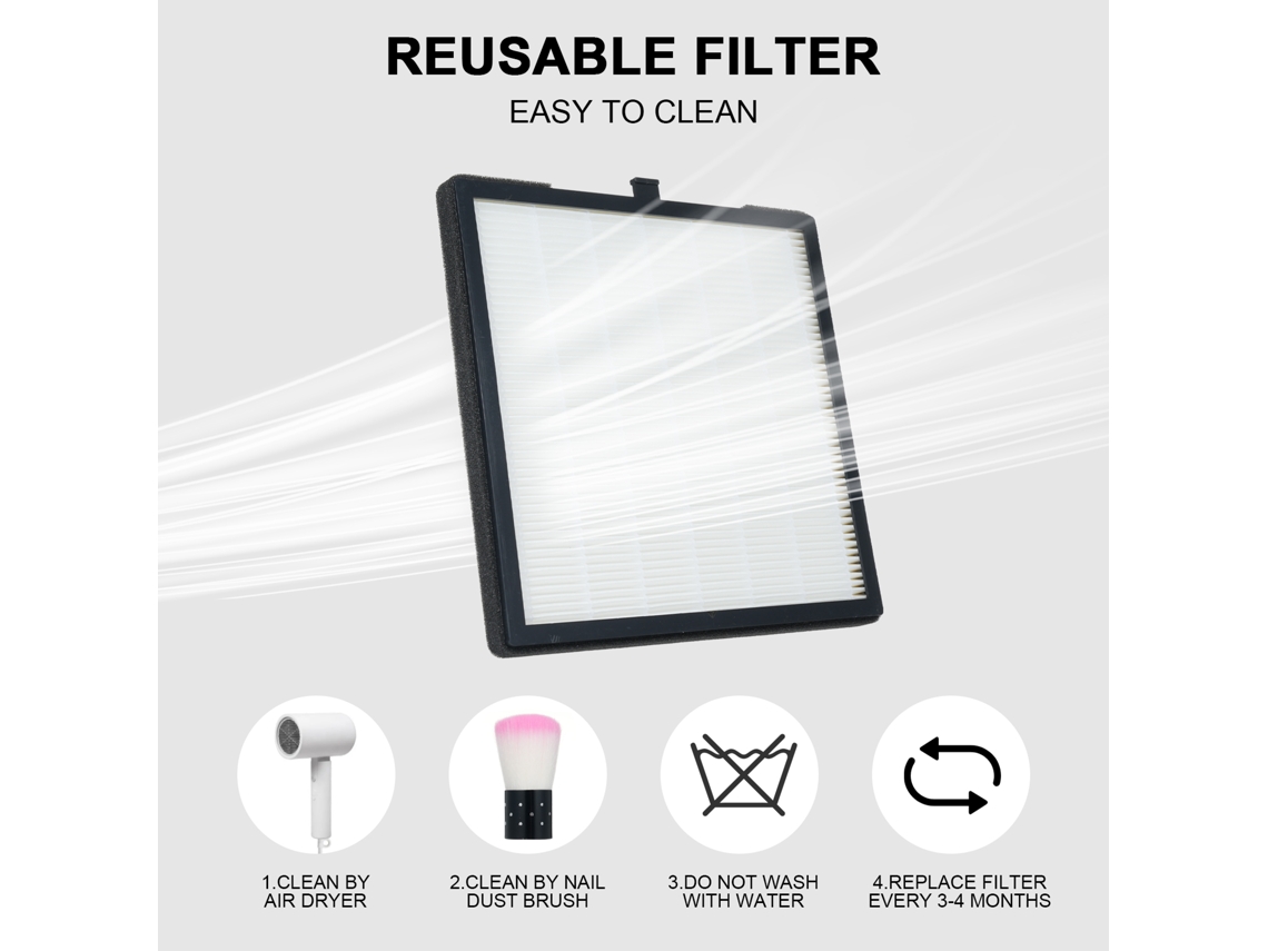 Aspirador de pó para unhas Rebe 100w com luz, 4500rpm, filtro reutilizável, ferramenta portátil para salão de unhas