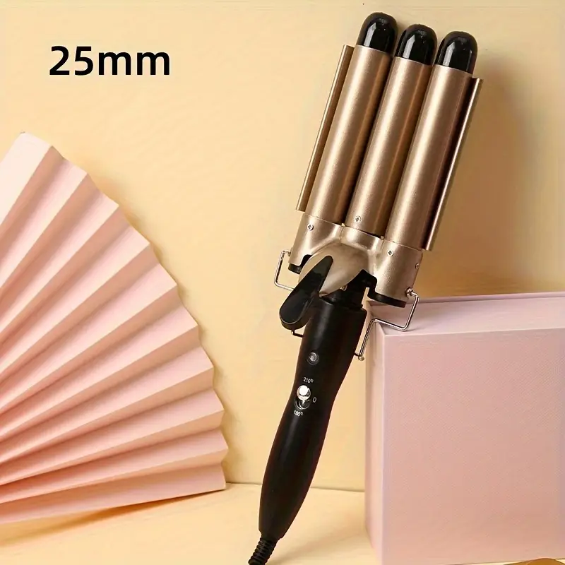 Rizador de pelo con forma de huevo de 25 mm, tres cilindros y dos controles de temperatura, calentamiento rápido, portátil - On-aquaforge