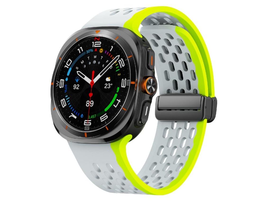 Bracelete para Samsung Galaxy Watch Ultra Malha Magnética de Silicone Wild Path Cinza Verde XIAOMOYU (47mm)