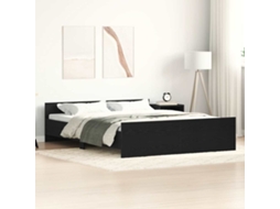 Estrutura de Cama sem Colchão Vidaxl Carvalho Preto 150x200cm madeira engenheirada
