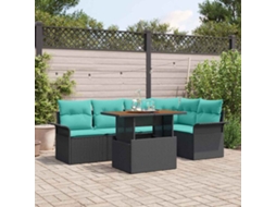 Vidaxl Conjunto De Sofá De Jardim 6 Unid. Preto Rattan Sintético