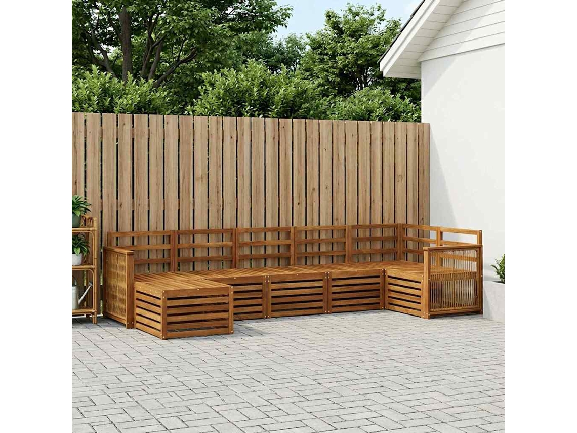 Vidaxl Conjunto De Sofás Para Exterior 6 Unid. Natural