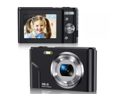 Câmera digital HD Yizhood de 48 MP, portátil, compacta, com tela de 24 polegadas.