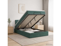 Vidaxl Cama Ottoman Com Colchão Verde-escuro 120 X 200 Cm Veludo