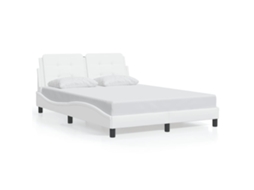 Bed Frame, Bed Frames Vidaxl Branco Couro Artificial (140 X 200 Cm)