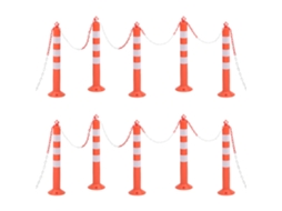 Vidaxl Postes Amarração P/ Controlo Trânsito + Corrente 10 Pcs Pe 75cm