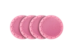 Conjunto de 4 Tapetes de Aço AQUAFORGE antiderrapantes para carro, rosa