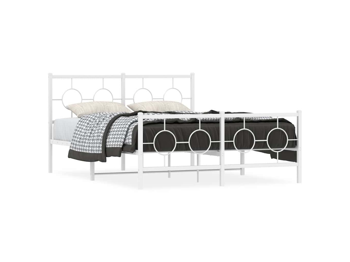 Estrutura de Cama com Cabeceira e Pés Metal Branco MAISON EXCLUSIVE 140x200 cm