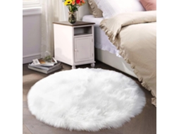 Tapete Redondo Branco De Pele De Carneiro Sintética, 150 Cm, Fofo E Lavável, Ideal Para Decorar Um Quarto, Dormitório Ou Sala De Estar.