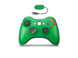 Controle sem fio YUNZII para Xbox 360 com receptor 2.4G e vibração verde.