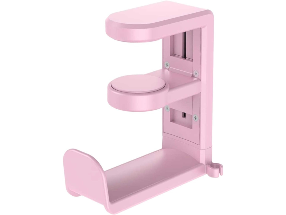 Suporte De Fone Ouvido Com Presilha Ajustável Changyue, Com Giro De 360 Graus Para Bolsas E Fones Ouvido Jogos Pc Rosa