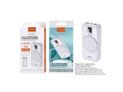 Power Bank 20 000 mAh com Carregamento Wireless & Cabo (iPhone + Tipo C + Micro)