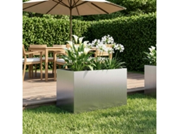 Vidaxl Vaso De Jardim Prateado 50 X 40 X 40 Cm Aço Galvanizado