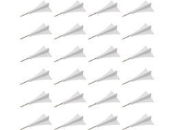 Conjunto De 24 Tachinhas Decorativas Em Formato Avião, Em Metal Branco 3d, Quadrado Cortiça, Mural Mensagem