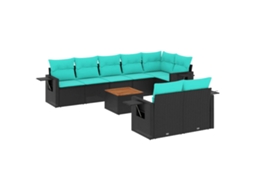Conjunto de Sofá de Jardim, 5 Peças, Almofadas, Rattan Preto MAISON EXCLUSIVE