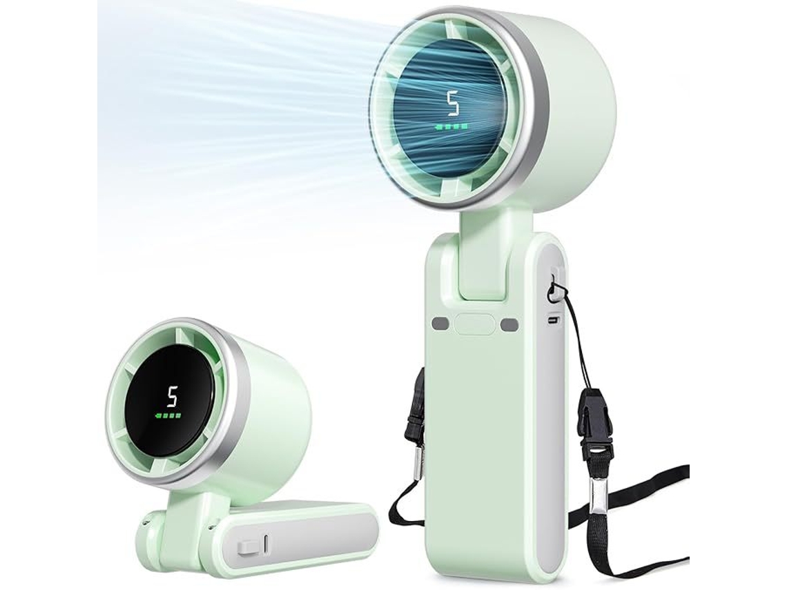 Ventilador de Mão Turbo Leve Dobrável, Sem Escovas, 5 Velocidades, Tela Digital, Bateria Interna, Usb, C, Silencioso, Fácil Uso STELASPLEN