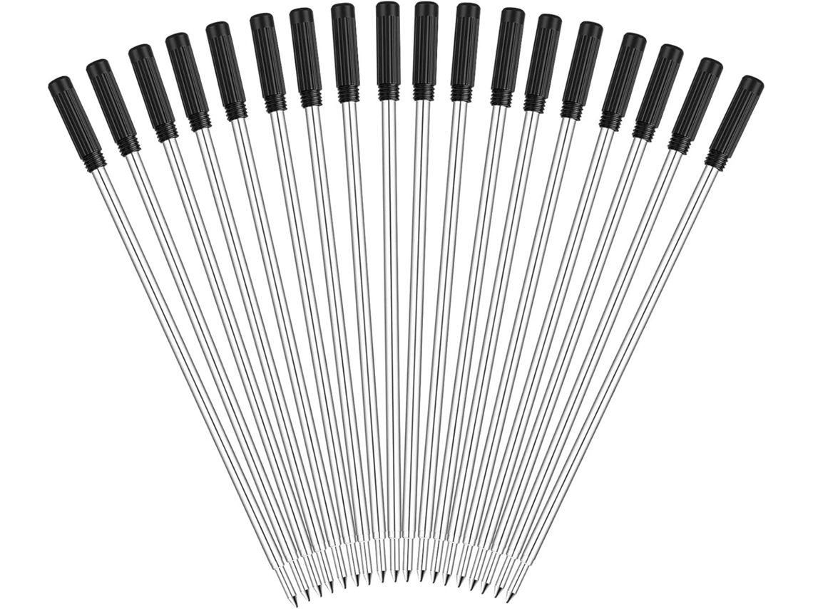 100 Caneta Esferográfica, 1 M, para Escritório, 100 Refis de Caneta Esferográfica em Tubo Metálico CHABERLU