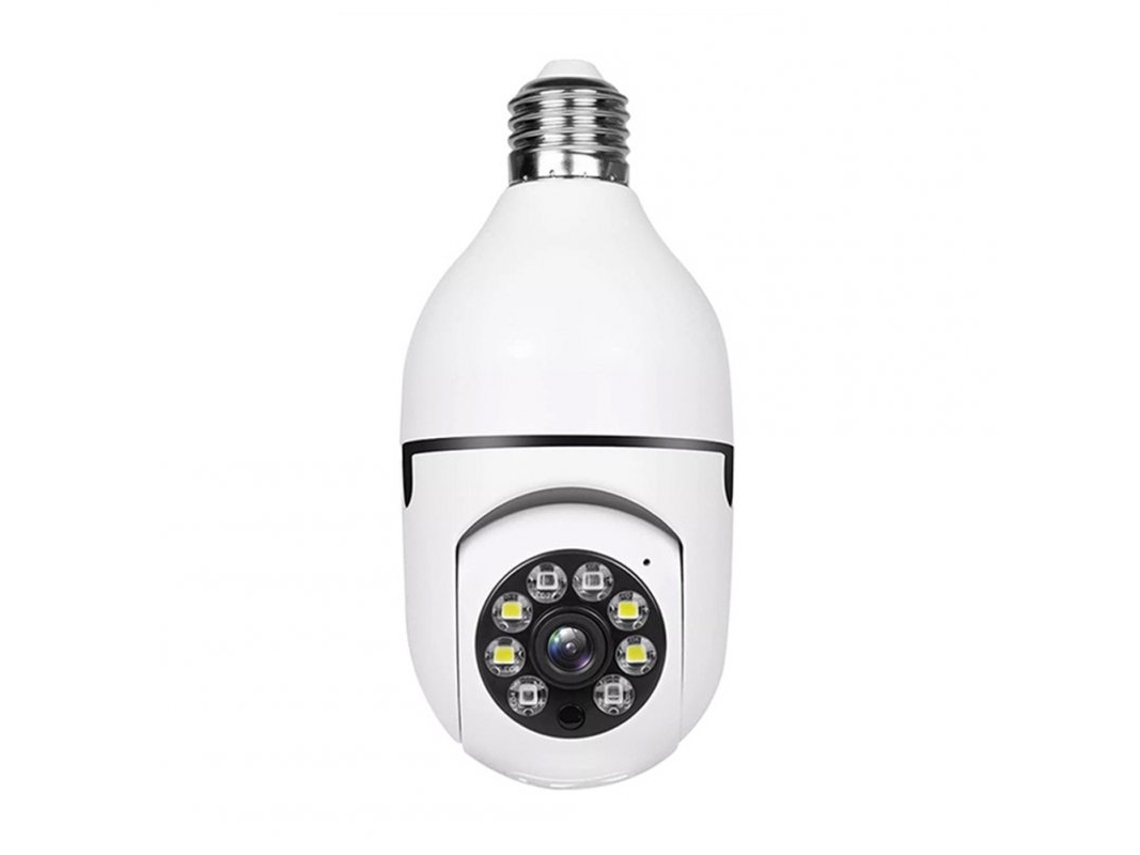 Bulbo E27 1080P Wifi Visão Noturna Colorida 4X Zoom Digital Monitor de Segurança Branco