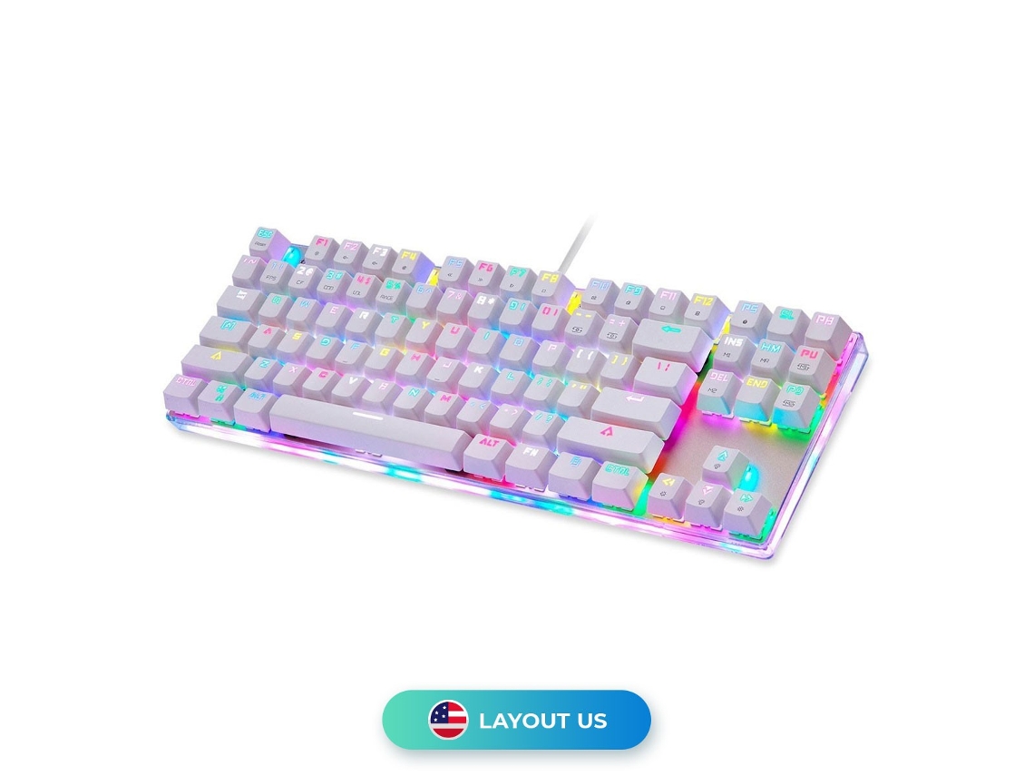 Teclado mecânico branco para jogos Motospeed K87S