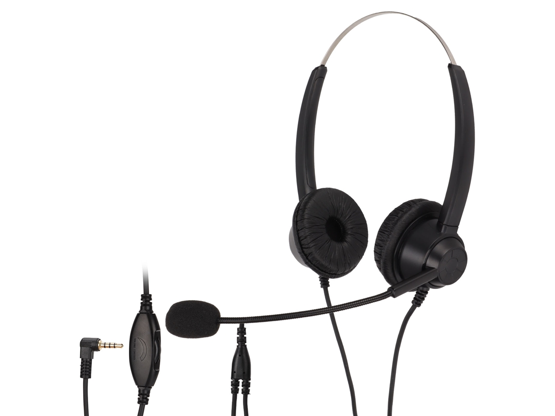 Fone De Ouvido Binaural Para Negócios H360d‑3.5va Com Microfone E Controle De Volume 3.5mm Para Atendimento Ao Cliente