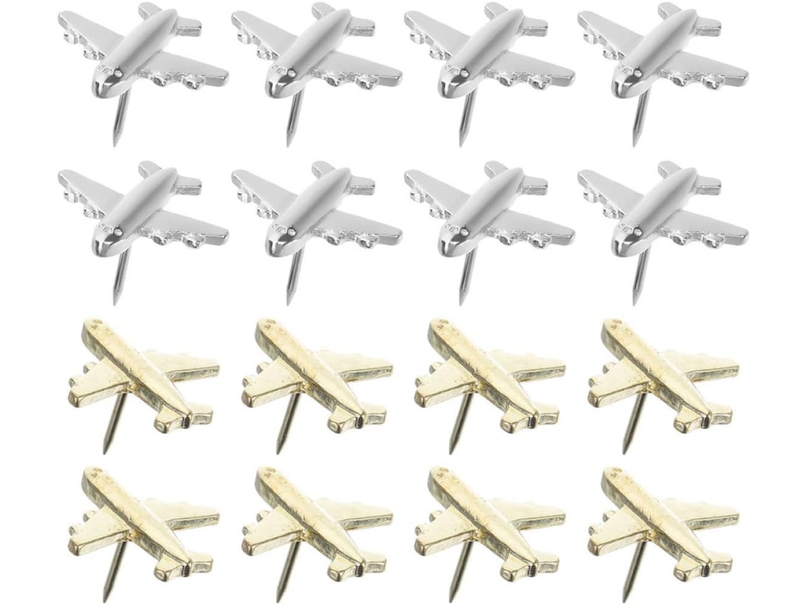 48 Peças De Tachinhas Decorativas Metal Em Formato Avião Para Fotos