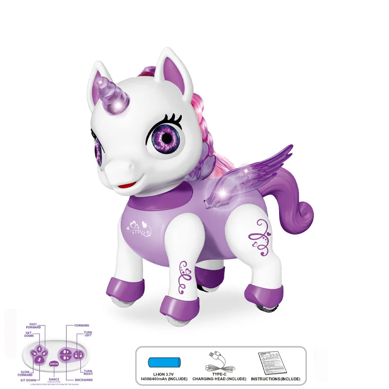 (unicórnio Roxo) Brinquedo Robô De Controle Remoto, Robô De Estimação Dançante