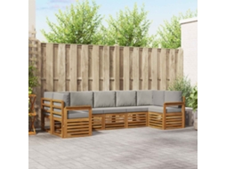 Vidaxl Conjunto De Sofás Para Exterior 7 Unid. Cinza Natural E Claro