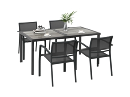 Conjunto Móveis Jardim Grupo Assentos C/ 1 Mesa + 4 Cadeiras, 150x87x72cm, Cinza