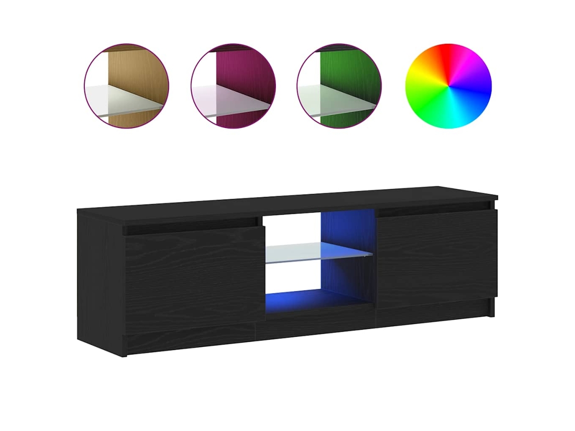 Móvel para Tv com Luzes Led, Carvalho Preto, 120x30x36 Cm, Madeira Engenheirada MAISON EXCLUSIVE