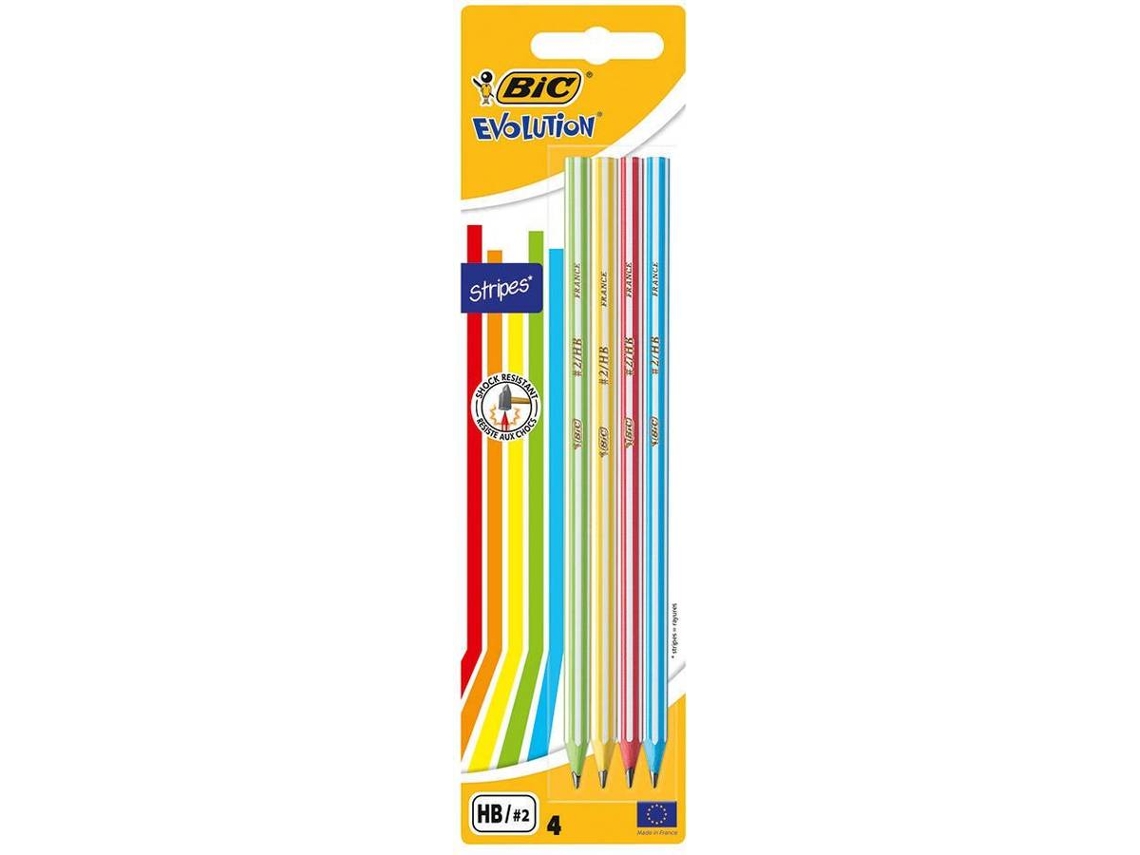 Lápis de Carvão BIC Evolution Stripes 2HB (4 Unidades)