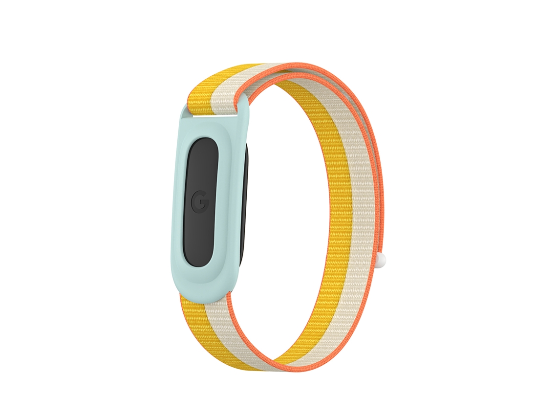 Pulseira Para Google Fitbit Air Czhhmart, Tecida Em Nylon Com Capa Protetora Tpu Amarelo