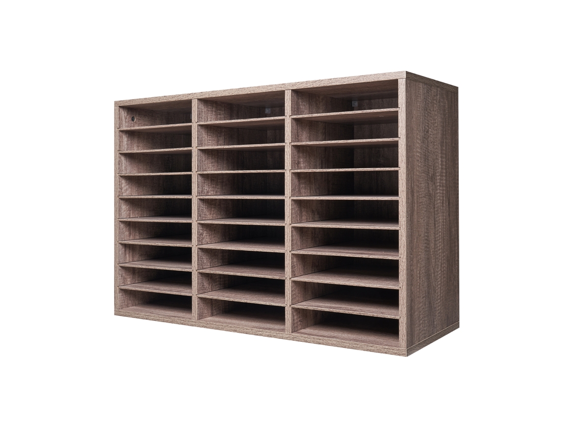 Organizador de Literatura, Classificador Arquivos 27 Compartimentos 800 X 297 550 Mm com Prateleiras Removíveis, Madeira Aglomerada para Escritório,