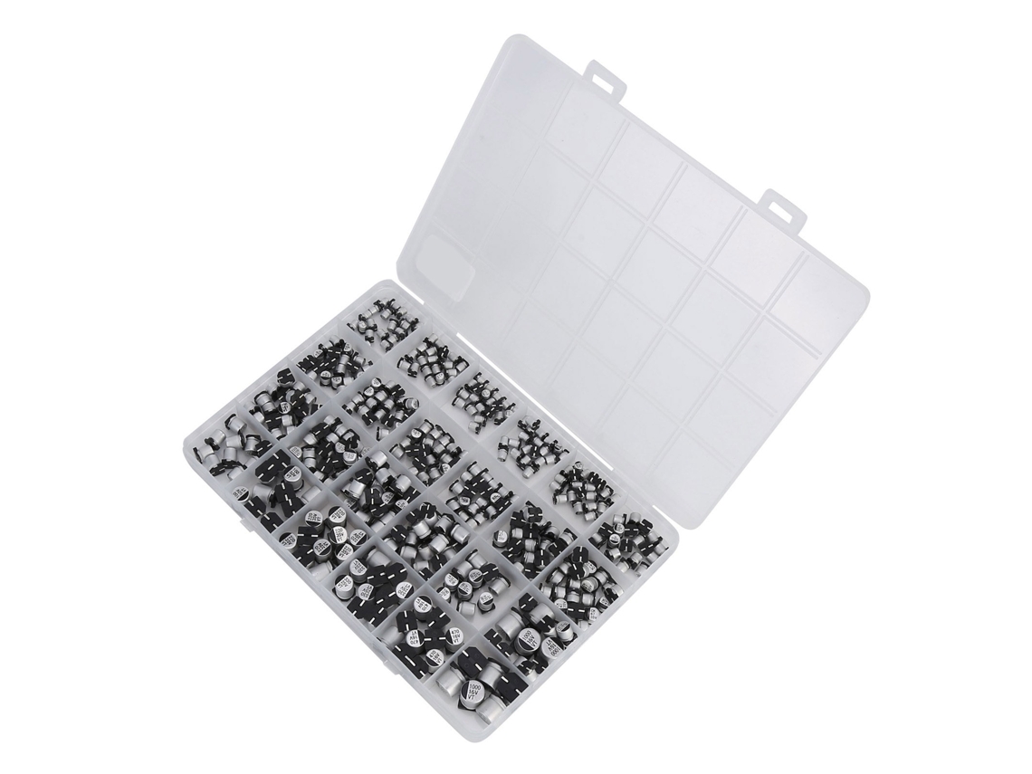 Kit De Capacitores Eletrolíticos Smd: 400 Peças, 24 Valores (1uf-1000uf, 6.3v-50v)