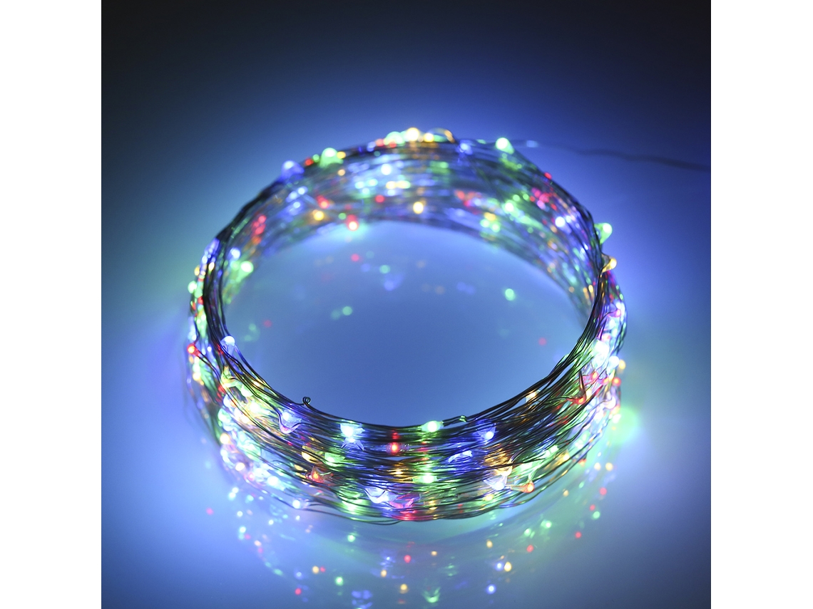 Luz de Fio de Cobre Solar 20m 200 Leds Ip65 8 Modos Decoração Jardim