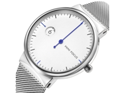 Relógio masculino de metal à prova d'água, com pulseira ajustável e design minimalista.