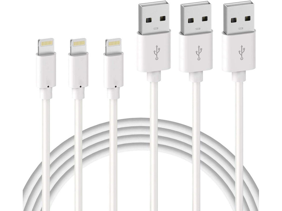 Kit Com 3 Cabos De Carregamento Para Iphone De 2m, Compatíveis Com 8/8 Plus/7/7