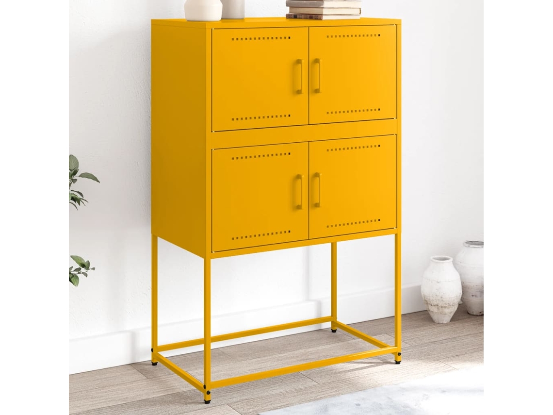 Aparador 68,5x38,5x107 cm Acero Amarillo Mostaza