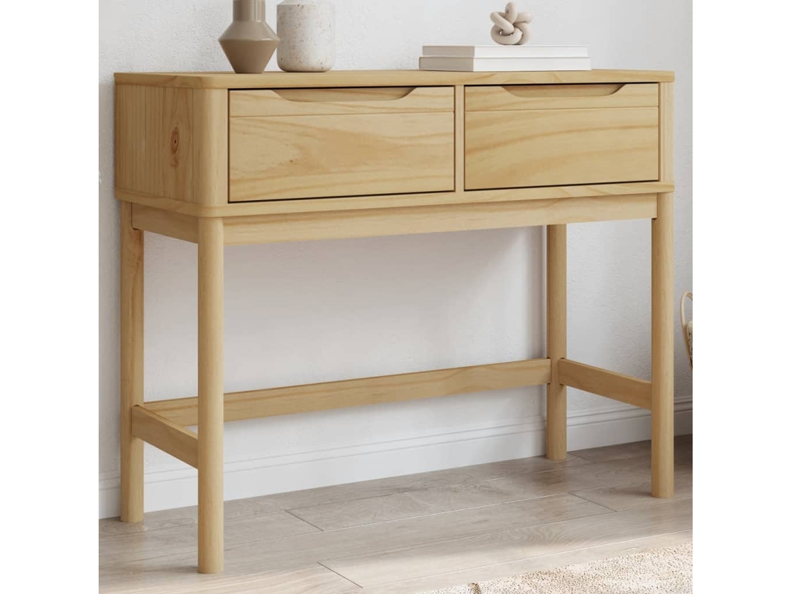 Vidaxl Mesa Consola Floro 89,5x36,5x73 Cm Pinho Maciço Castanho Mel