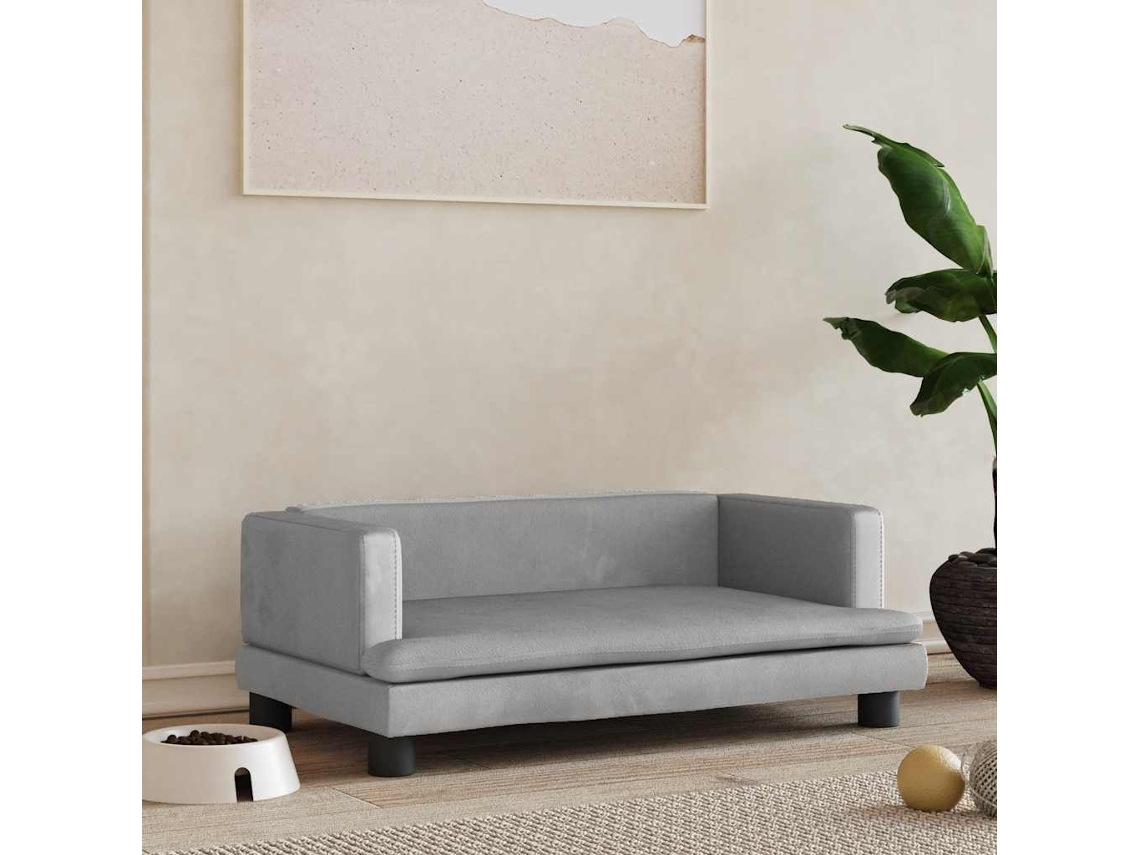 Vidaxl Cama 80x45x30 Cm Veludo Cinzento-claro