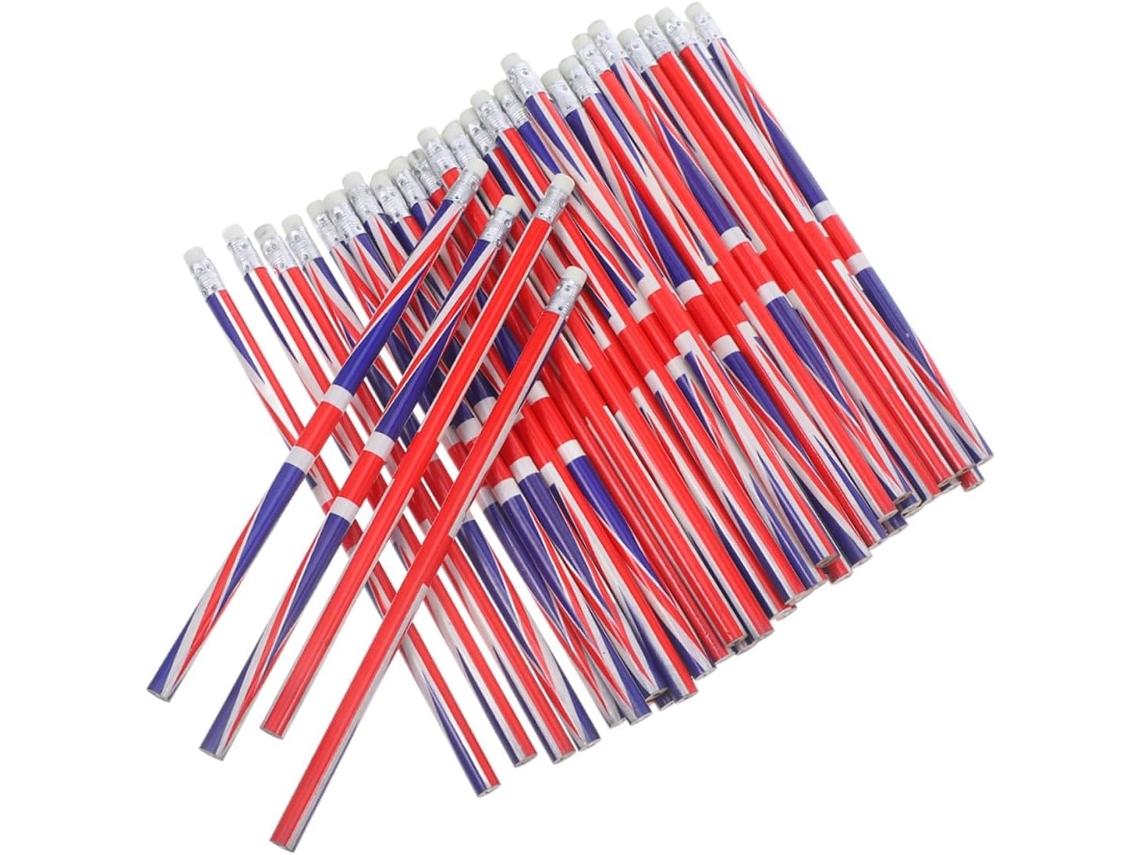 Conjunto de 100 Lápis Madeira Coloridos, com Design Bandeira, Ideais para Crianças e Estudantes, Perfeitos Fes
