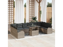Vidaxl Conjunto De Sofá De Jardim 11 Unid. Cinzeto Rattan Sintético