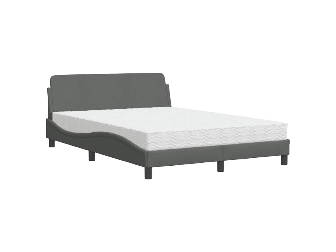 Cama com Colchão Dover 140x200 Cm Tecido Cinzento escuro MAISON EXCLUSIVE