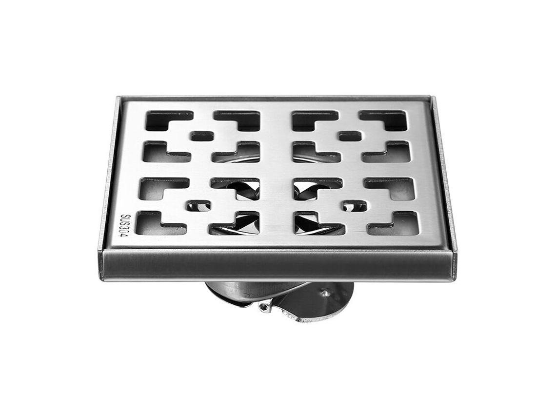 Ralo de Chuveiro Quadrado Escovado de 15*15cm, Ralo de Piso em Aço Inoxidável AQUAFORGE