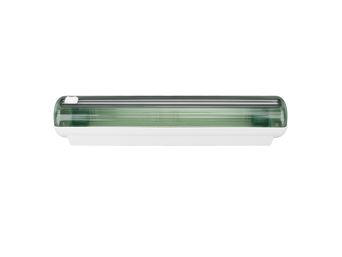 Dispensador de Papel Manteiga com Cortador Deslizante para Filme Adesivo Acessórios de Armazenamento de Cozinha Verde