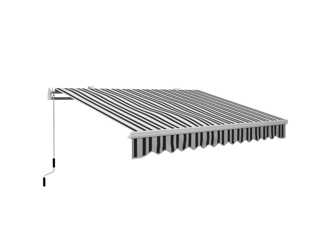 Cortina Solar Exterior Alumínio Poliéster 395x245cm extensível, Manivela, Azul e Branco | S/MARCA